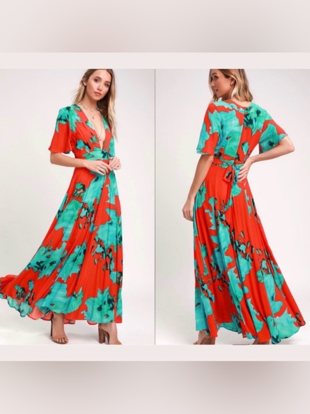 young fabulous and broke temptress maxi plunging v-neck maxi dress